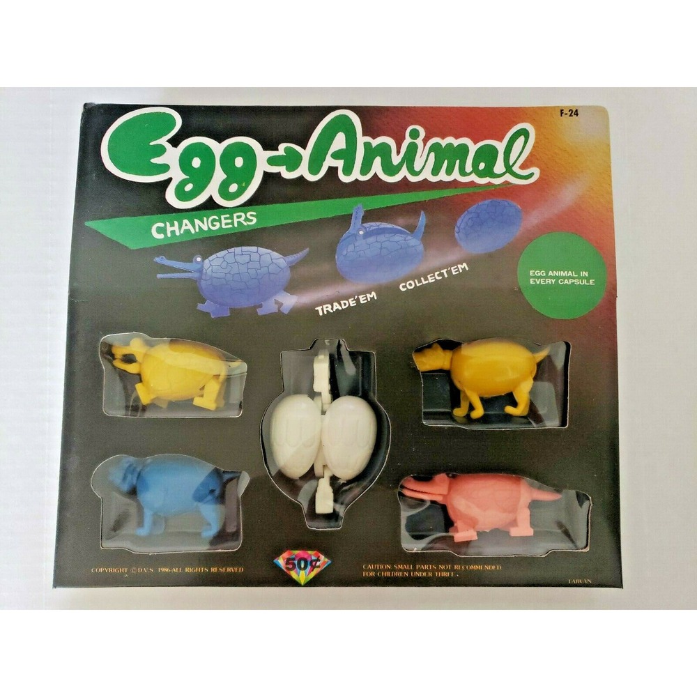 Vintage 5 Egg Animal Changers Transformers 1986 Store Vending Display Box